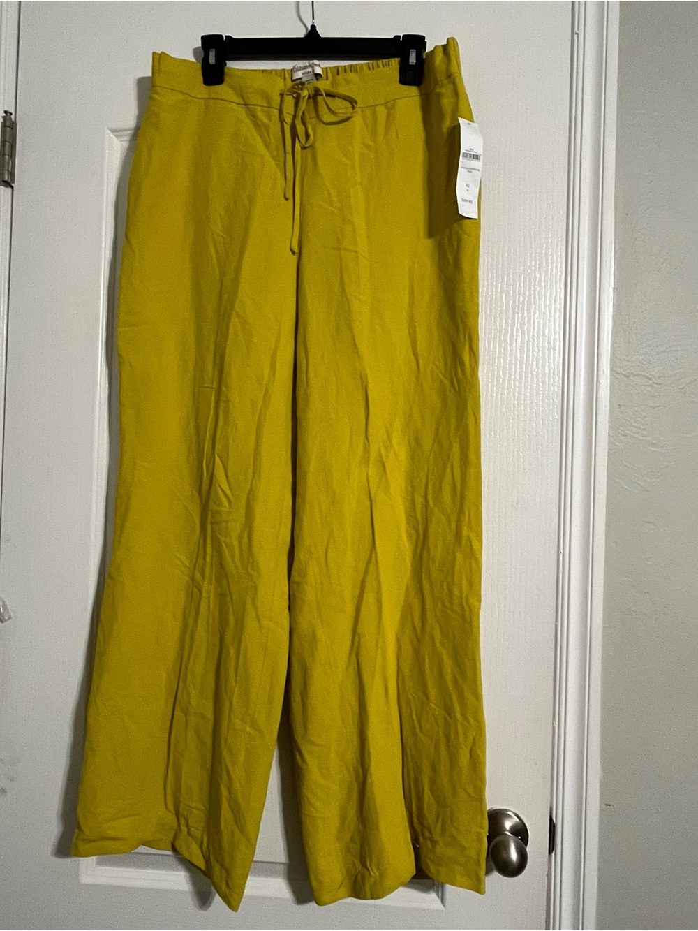 NWT Coldwater Creek Lightweight Wide-Leg Drawstring Pants in Lime Green Size XL